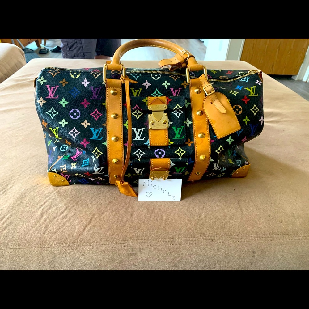 Louis Vuitton multicolor keepall in noir. RARE